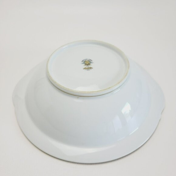 Noritake Richmond 10" Round Serving Bowl with Handle White Base Gold Etched Band - Picture 7 of 11